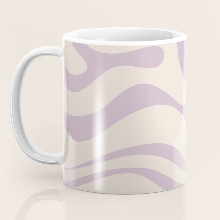 Modern Retro Liquid Swirl Abstract Pattern Square in Light Lavender Cream  Coffee Mug Gallery Image 3