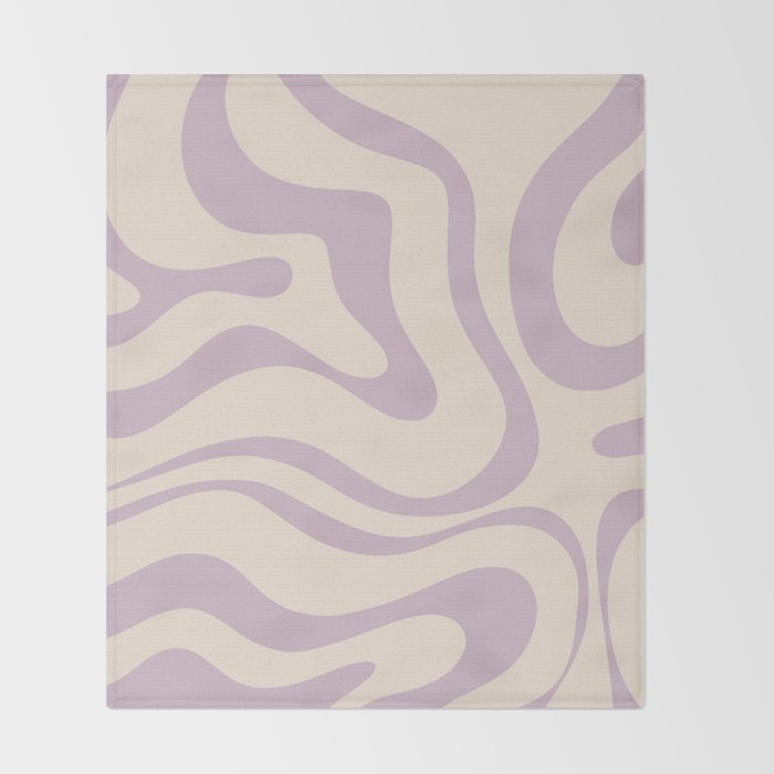 Modern Retro Liquid Swirl Abstract Pattern Square in Light Lavender Cream  Throw Blanket Gallery Image 2