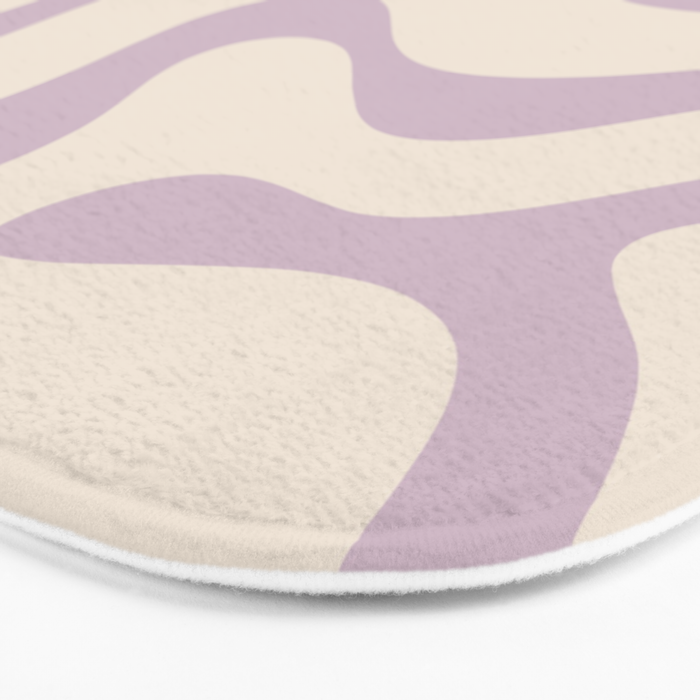 Modern Retro Liquid Swirl Abstract Pattern Square in Light Lavender Cream  Bath Mat Gallery Image 3