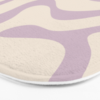 Modern Retro Liquid Swirl Abstract Pattern Square in Light Lavender Cream  Bath Mat Gallery Image 3