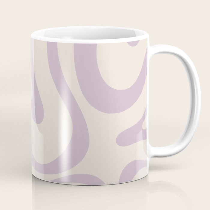 Modern Retro Liquid Swirl Abstract Pattern Square in Light Lavender Cream  Coffee Mug Gallery Image 1