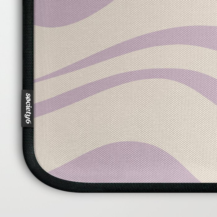 Modern Retro Liquid Swirl Abstract Pattern Square in Light Lavender Cream  Laptop Sleeve Gallery Image 3