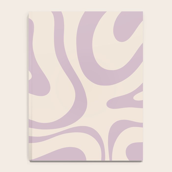 Modern Retro Liquid Swirl Abstract Pattern Square in Light Lavender Cream  Notebook Gallery Image 4