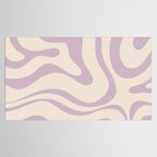 Modern Retro Liquid Swirl Abstract Pattern Square in Light Lavender Cream  Tablecloth Gallery Image 2