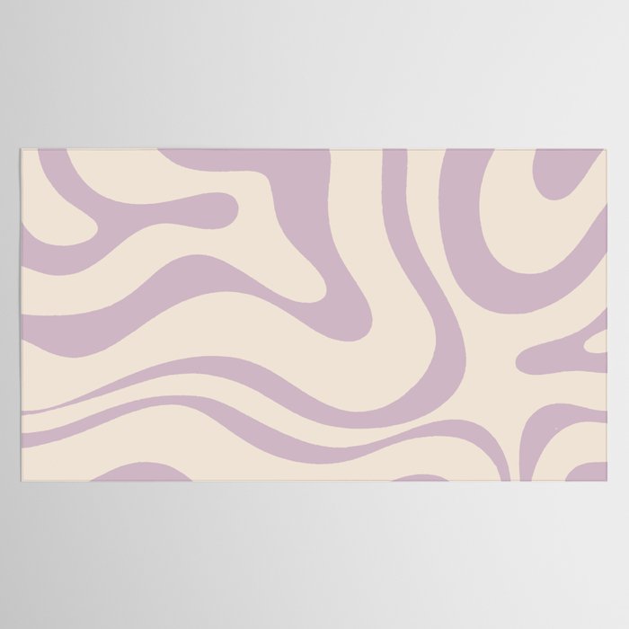 Modern Retro Liquid Swirl Abstract Pattern Square in Light Lavender Cream  Tablecloth Gallery Image 2
