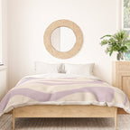Modern Retro Liquid Swirl Abstract Pattern Square in Light Lavender Cream  Duvet Cover Gallery Image 3