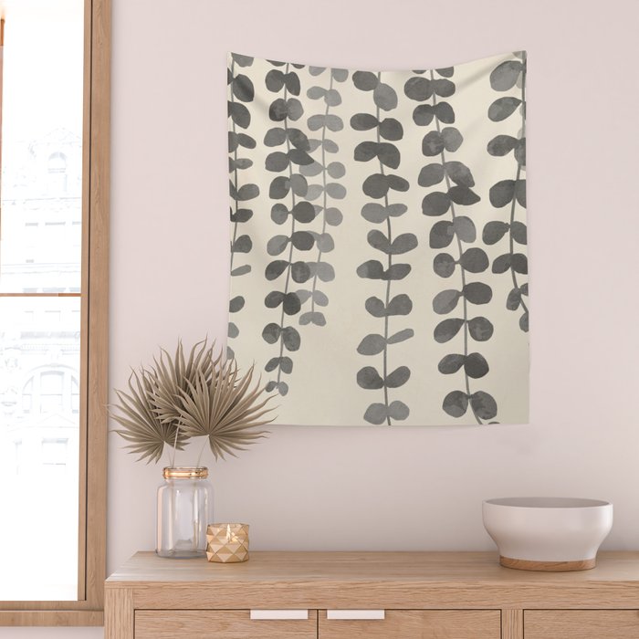 Minimal Abstract Leaves 19 Wall Tapestry Gallery Image 2