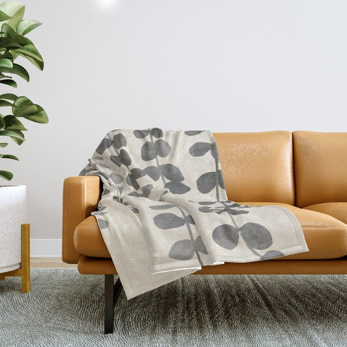 Minimal Abstract Leaves 19 Throw Blanket Gallery Image 1