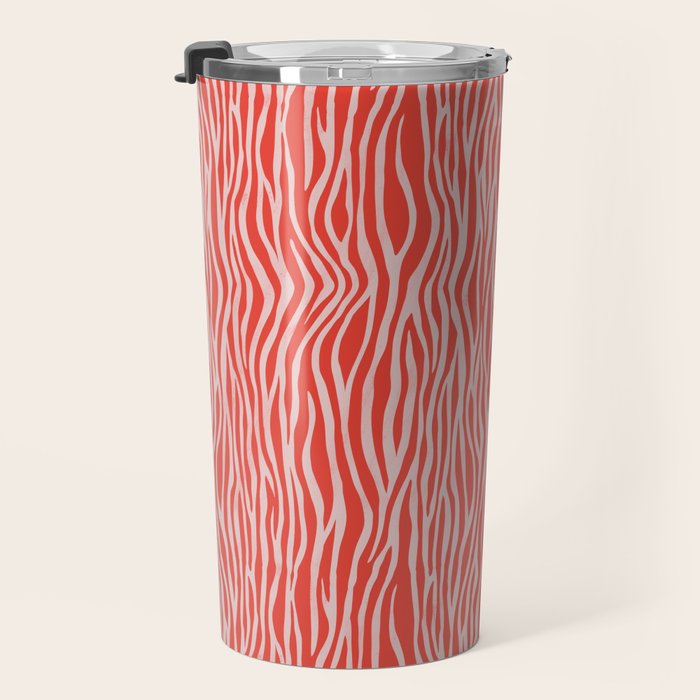 Dopamine Zebra Stripe Animal Print In Red Travel Mug Gallery Image 3