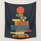 Book stack with a ball Wall Tapestry Gallery Image 4