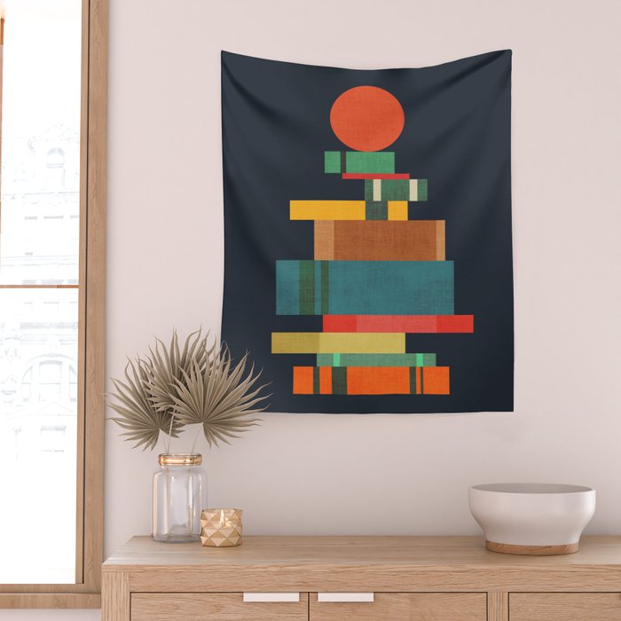 Book stack with a ball Wall Tapestry Gallery Image 2