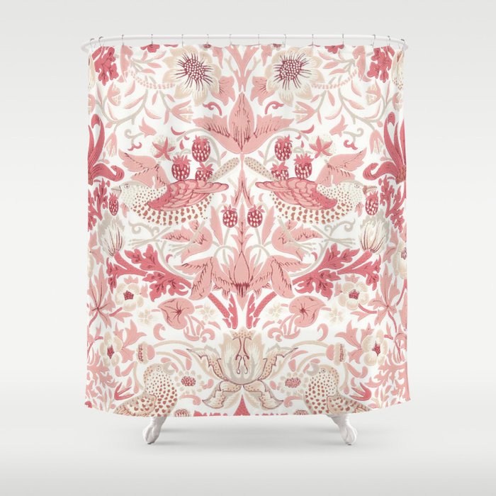 William Morris Strawberry Thief Madder Shower Curtain Gallery Image 1