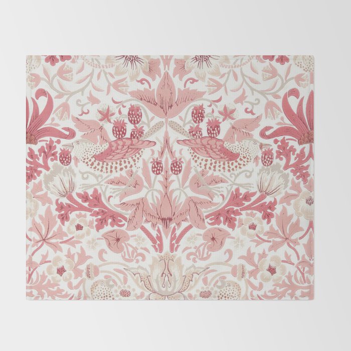 William Morris Strawberry Thief Madder Throw Blanket Gallery Image 2