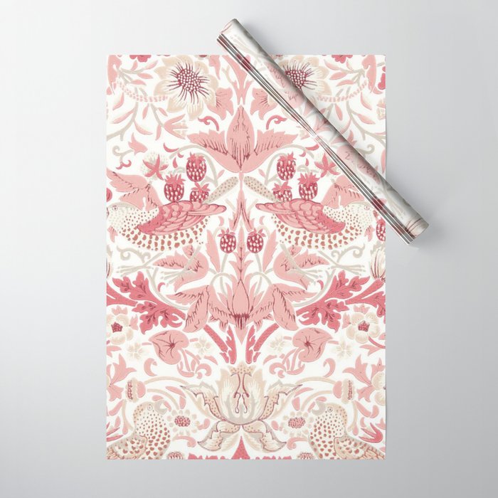 William Morris Strawberry Thief Madder Wrapping Paper Gallery Image 1