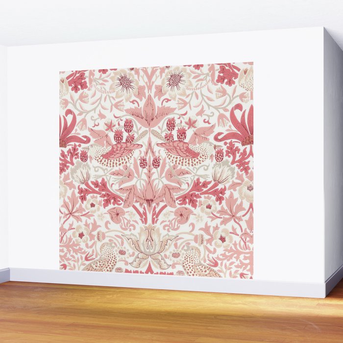 William Morris Strawberry Thief Madder Wall Mural Gallery Image 2