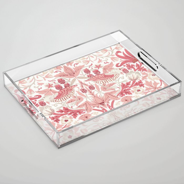 William Morris Strawberry Thief Madder Acrylic Tray Gallery Image 1