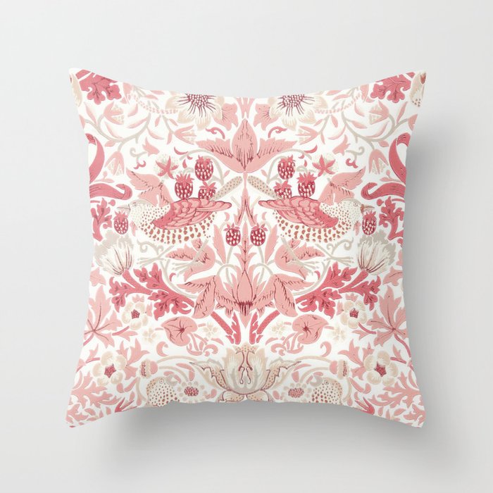 William Morris Strawberry Thief Madder Throw Pillow Gallery Image 6