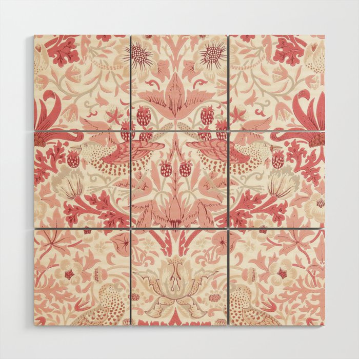 William Morris Strawberry Thief Madder Wood Wall Art Gallery Image 1