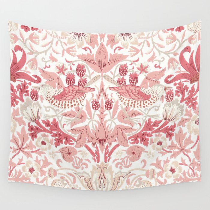 William Morris Strawberry Thief Madder Wall Tapestry Gallery Image 1