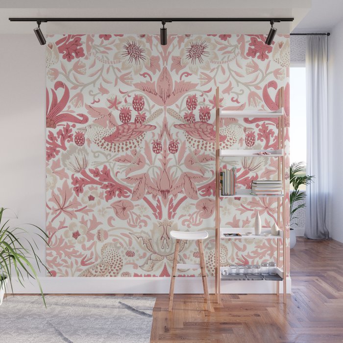 William Morris Strawberry Thief Madder Wall Mural Gallery Image 1