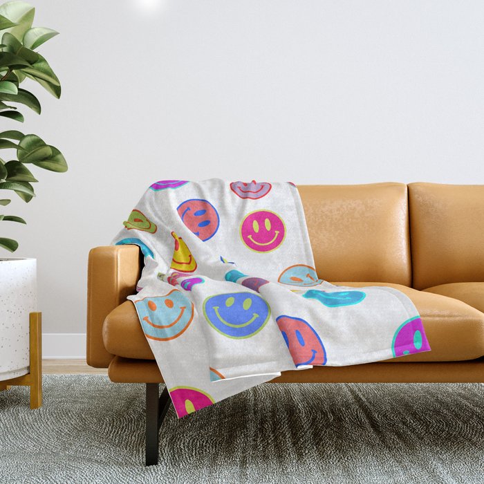 Smiley Obsessed #2 Throw Blanket Gallery Image 1