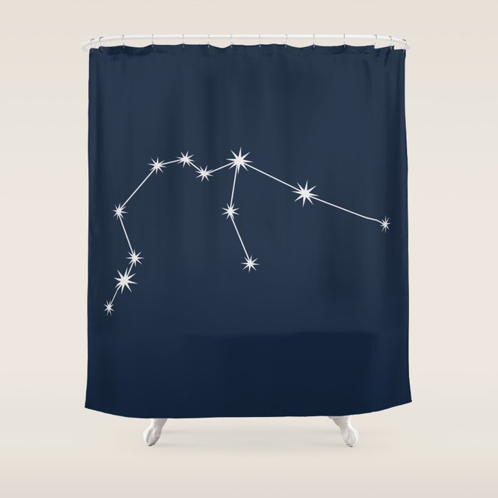 Aquarius Zodiac Star Constellation Line Art Dark Blue Shower Curtain Gallery Image 1