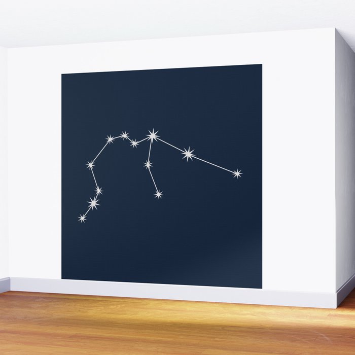 Aquarius Zodiac Star Constellation Line Art Dark Blue Wall Mural Gallery Image 2