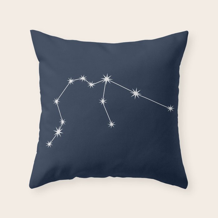 Aquarius Zodiac Star Constellation Line Art Dark Blue Throw Pillow Gallery Image 6