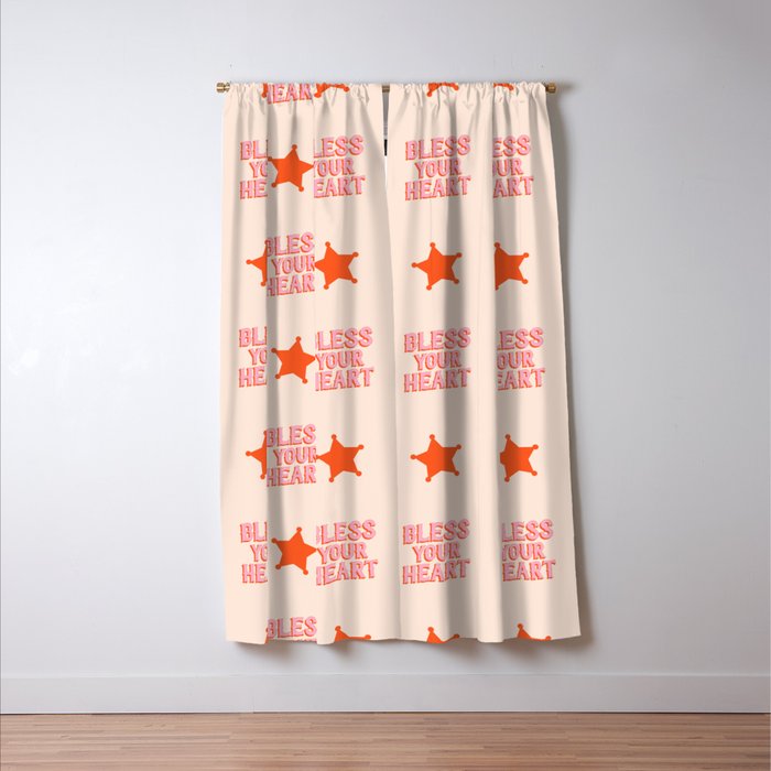 Southern Snark: Bless your heart (bright pink and orange) Window Curtain Gallery Image 3