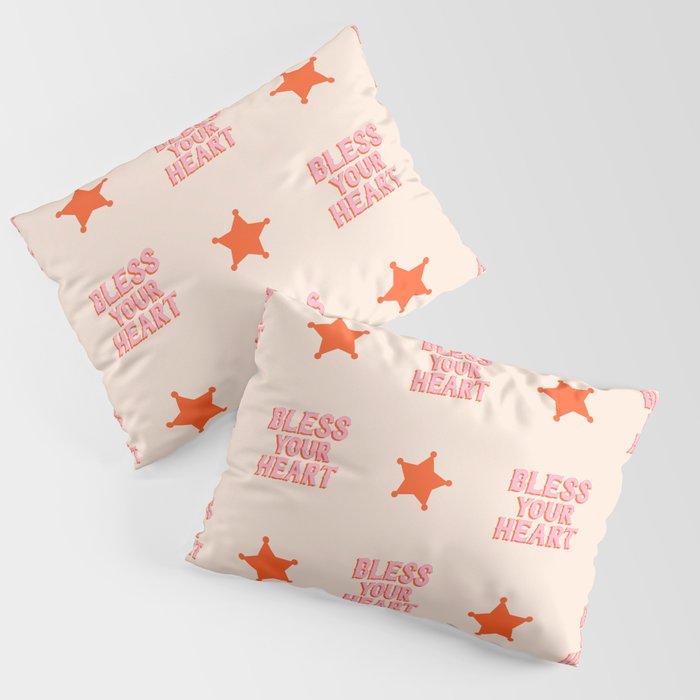 Southern Snark: Bless your heart (bright pink and orange) Pillow Sham Gallery Image 1