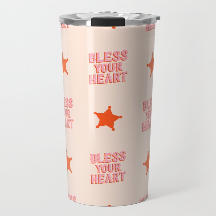 Southern Snark: Bless your heart (bright pink and orange) Travel Mug Gallery Image 1
