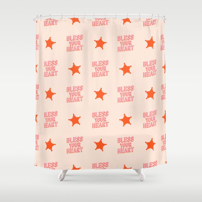 Southern Snark: Bless your heart (bright pink and orange) Shower Curtain Gallery Image 1