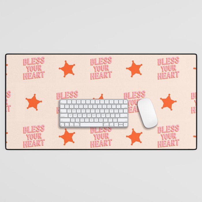 Southern Snark: Bless your heart (bright pink and orange) Desk Mat Gallery Image 1