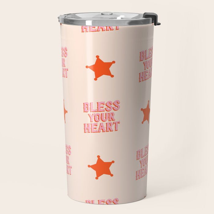 Southern Snark: Bless your heart (bright pink and orange) Travel Mug Gallery Image 2