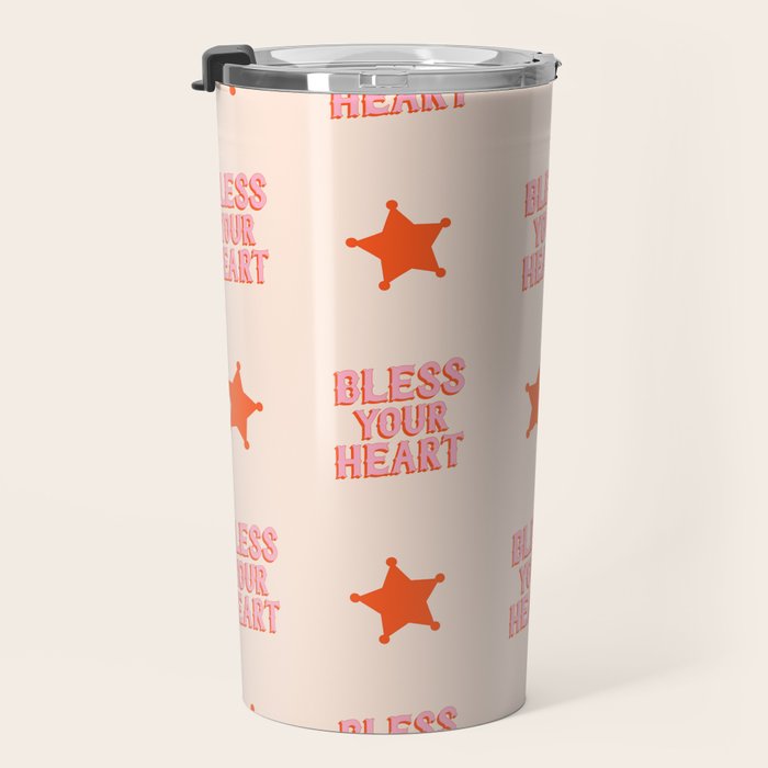 Southern Snark: Bless your heart (bright pink and orange) Travel Mug Gallery Image 3