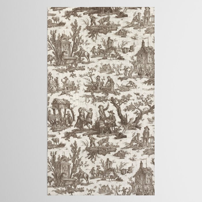 Antique 18th Century Pastoral Dancing French Tapestry Tablecloth Gallery Image 2