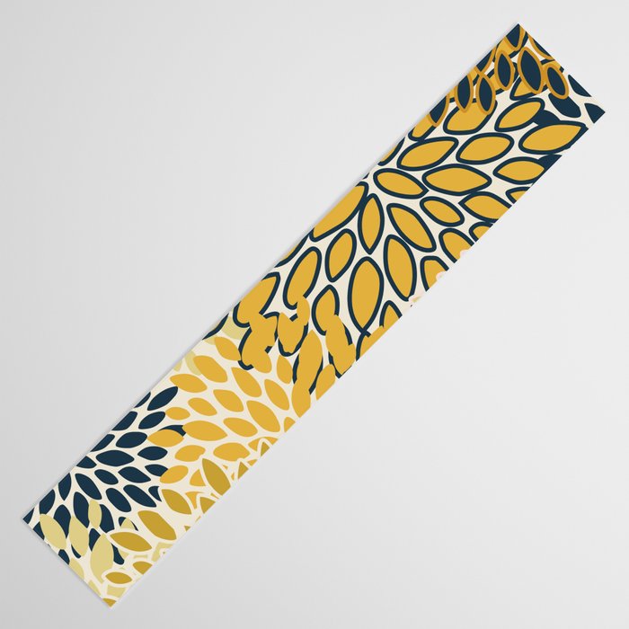 Floral Prints, Abstract Art, Navy Blue and Mustard Yellow, Table Runner Gallery Image 3