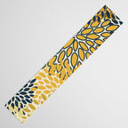 Floral Prints, Abstract Art, Navy Blue and Mustard Yellow, Table Runner Gallery Image 3