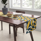 Floral Prints, Abstract Art, Navy Blue and Mustard Yellow, Table Runner Gallery Image 2