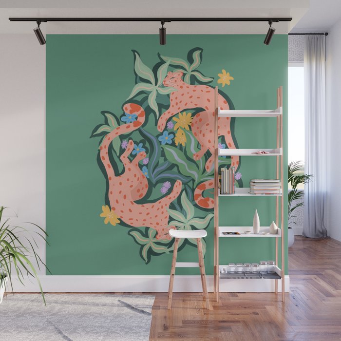 Wild Blush Cheetahs Wall Mural Gallery Image 1