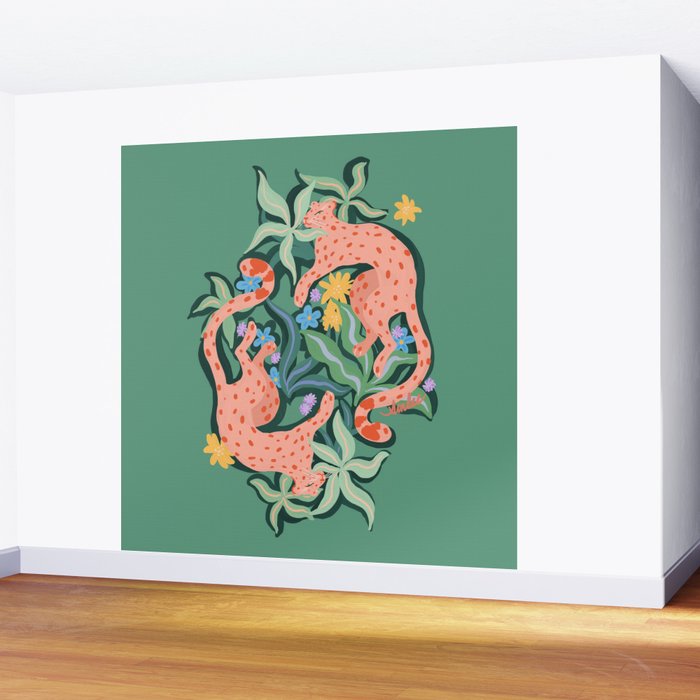 Wild Blush Cheetahs Wall Mural Gallery Image 2