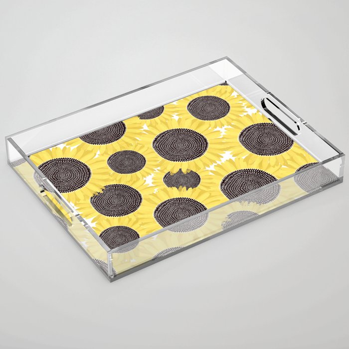 Sunflowers pattern Acrylic Tray Gallery Image 1