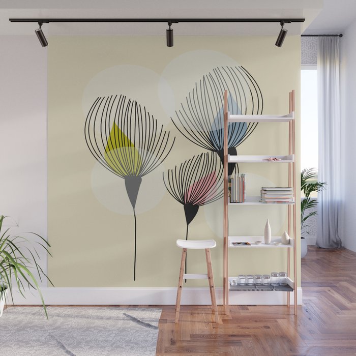 Retro Minimal Flowers Wall Mural Gallery Image 1