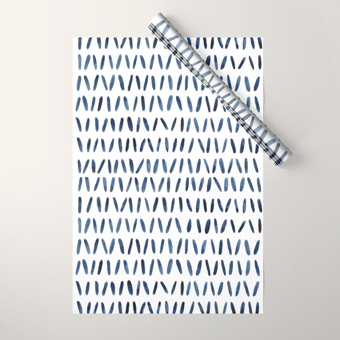 Strokes Pattern | Indigo Watercolor Painting Wrapping Paper Gallery Image 1