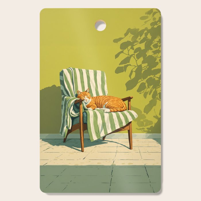 Sleeping Ginger Cat Sunshine Cutting Board Gallery Image 1