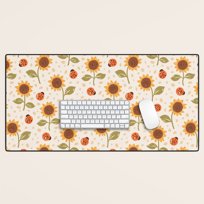 Sunflowers and Ladybugs Desk Mat Gallery Image 1