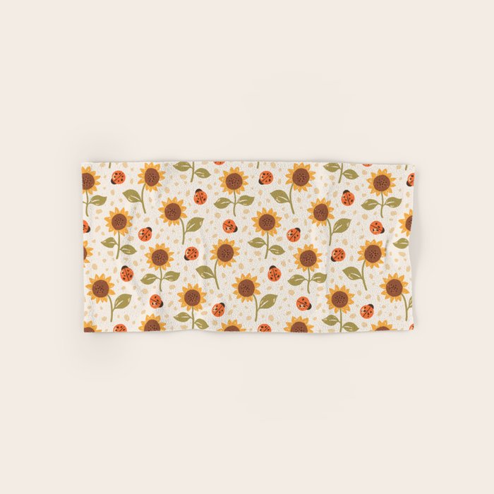 Sunflowers and Ladybugs Bath Towel Gallery Image 1