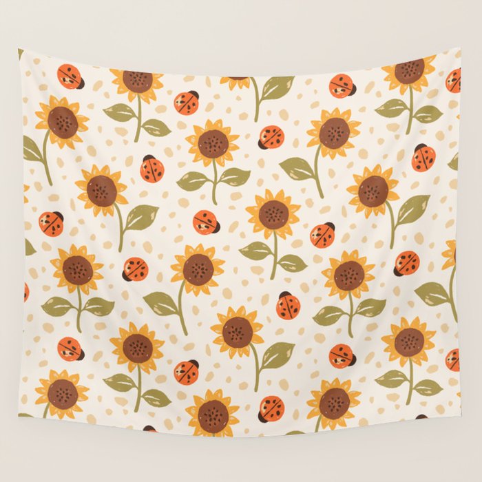 Sunflowers and Ladybugs Wall Tapestry Gallery Image 4