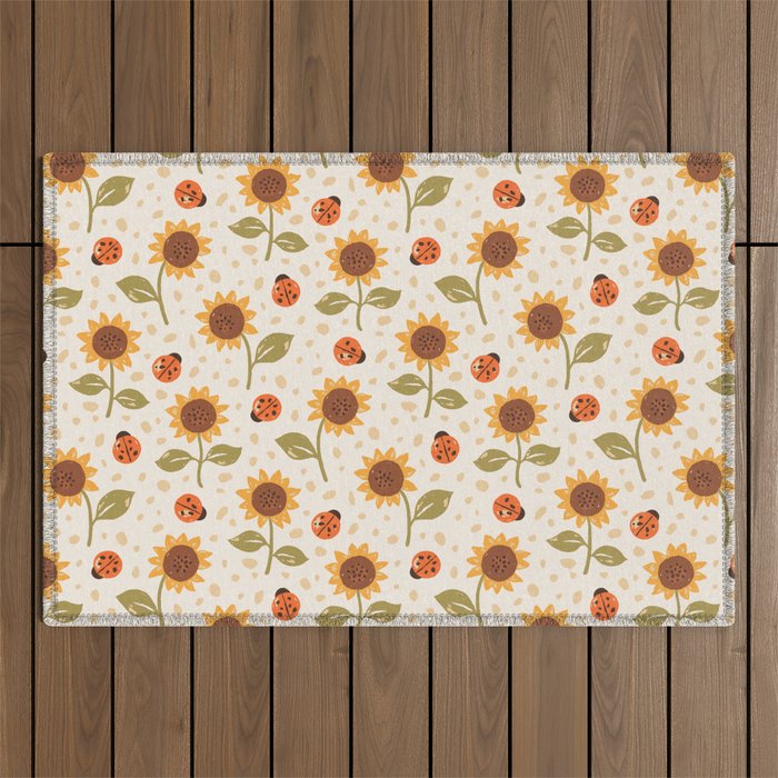Sunflowers and Ladybugs Outdoor Rug Gallery Image 1
