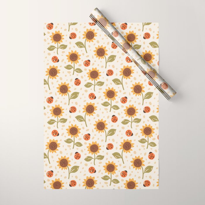 Sunflowers and Ladybugs Wrapping Paper Gallery Image 1